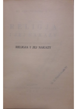 Religja i jej nakazy, 1933r.
