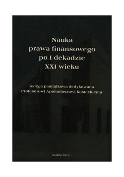 Nauka prawa finansowego po I dekadzie XXI wieku