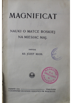 Magnificat nauki o Matce Boskiej na miesiąc maj 1918 r.