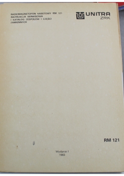 Radiomagnetofon kasetowy RM 121 instrukcja serwisowa