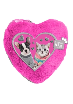 Saszetka pluszowa, serduszko Studio Pets różowa