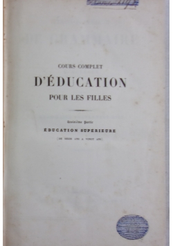 D'education pour les filles, 1849r.