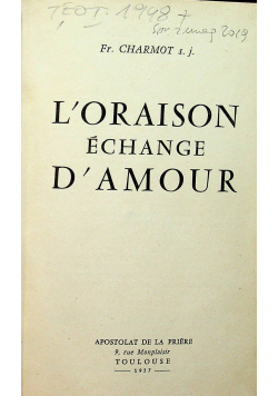 L Oraison echange D Amour