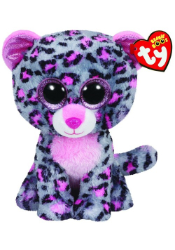 Beanie Boos Tasha - różowo-szary leopard średni