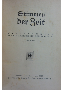 Stimmen der Zeit, 112 band, 1927 r.