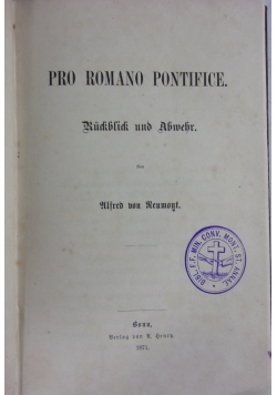 Pro romano pontifice, 1871