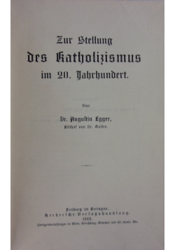 Zur Stelung des katolizismus , 1902r.