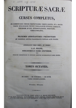 Scripturae Sacrae Cursus completus Tomus Octavus 1867 r.