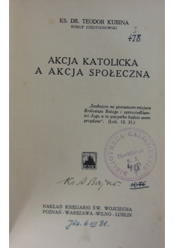 Akcja katolicka a akcja społeczna, 1930 r.