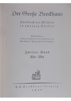 Der Grosse Brockhaus, t. II, Asu - Bla, 1929r.