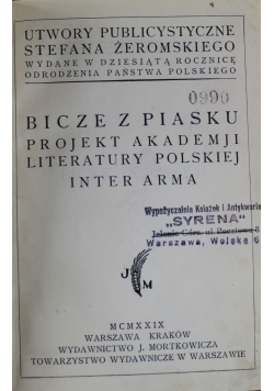Bicze z Piasku Projekt Akademji 1929r