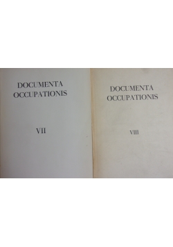Documenta Occupationis,Tom VII,VIII