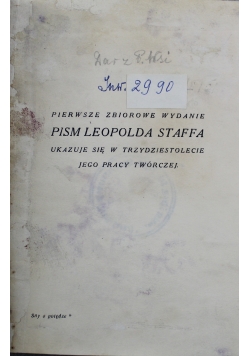 Pisma Leopolda Staffa 1931 r.