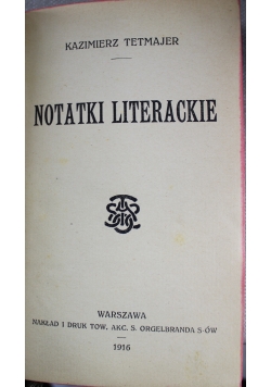 Notatki literackie 1916 r
