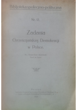 Zadania Chrześcijańskiej Demokracji w Polsce, 1922 r.