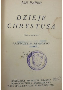 Dzieje Chrystusa,1922r.