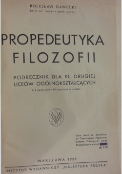 Propedeutyka filozofii, 1938 r.