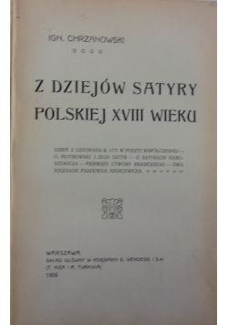 Z dziejów satyry polskiej XVIII wieku, 1909 r.