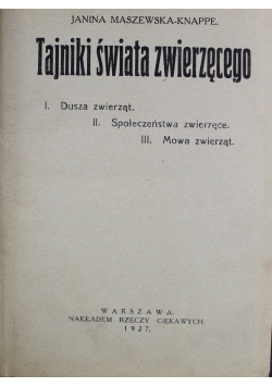 Tajniki świata zwierzęcego 1927 r.