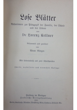 Lose Blätter, 1911 r.