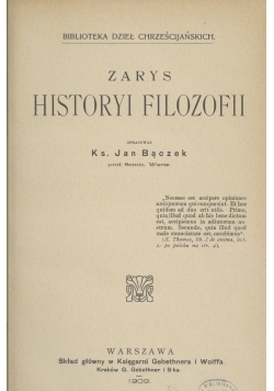 Zarys historyi filozofii, 1909 r.