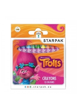 Kredki woskowe 12 kolorów Trolls