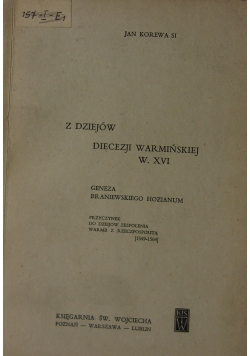 Z Dziejów Diecezji Warmińskiej W. XVI