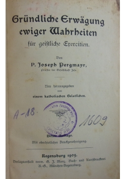 Grundliche Erwagung ewiger Wahrheiten, 1905 r.