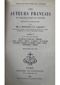 Les Auteurs Francais Tome II 1898 r.