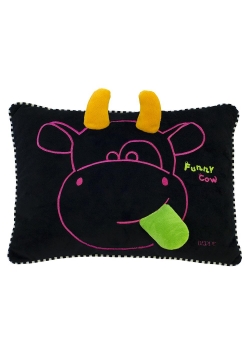 Krówka Funny black poduszka różowa