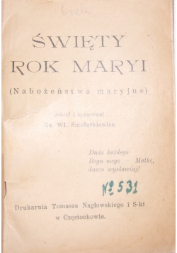 Święty rok Maryi,1936r.