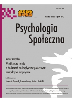 Psychologia Społeczna Tom 12 Nr 1