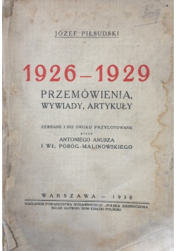 1926 - 1929 Przemówienia, wywiady, artykuły, 1930 r.