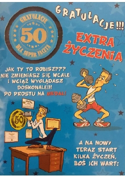 Karnet Party naklejany B6 + koperta Urodziny 50 wzór nr 02 (opakowanie 2 sztuki)