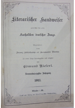 Literarischer handmeiter, katholiken deutscher Bunge, 1911r.