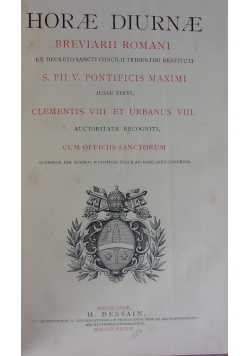 Horae Diurnae. Breviarii Romani, 1883r.