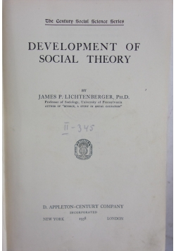 Development of social theory, 1938 r.