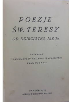 Poezje św. Teresy od dzieciątka Jezus, 1936r.
