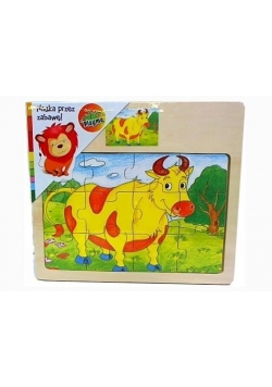 Puzzle drewniane w ramce Krowa