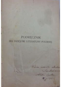 Podręcznik do dziejów literatury polskiej, ok. 1917 r.