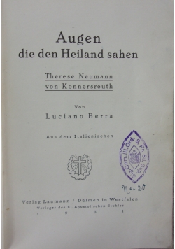Augen die den Heiland sahen,1931r.