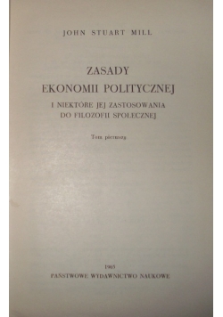 Zasady ekonomii politycznej i niektóre jej zastosowania do filozofii społecznej