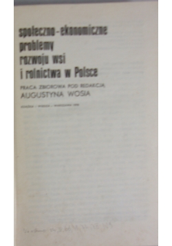 Społeczno-ekonomiczne problemy rozwoju wsi i rolnictwa w  Polsce