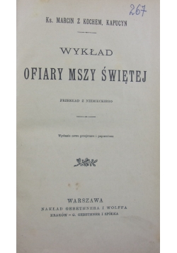 Wykład Ofiary Mszy Świętej, 1901 r.