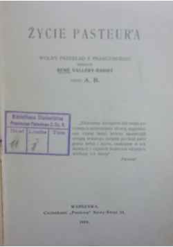 Życie pasteur'a, 1907 r.