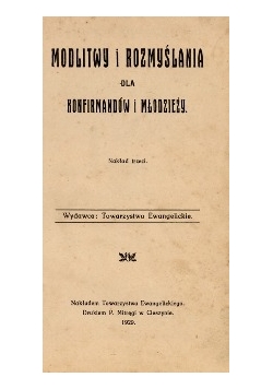 modlitwy i rozmyślenia dla konfirmandów i młodzieży, 1929 r.