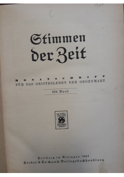 Stimmen der Beit, 1923 r.