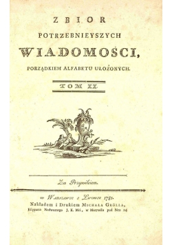 Zbiór potrzebniejszych wiadomości, Tom II, Reprint z 1781 r.
