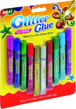 Klej Glitter Glue classic 10 kolorów blister AMOS