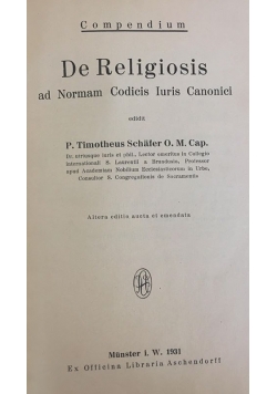 De Religiosis ad Normam Codicis Iuris Canonici, 1931 r.